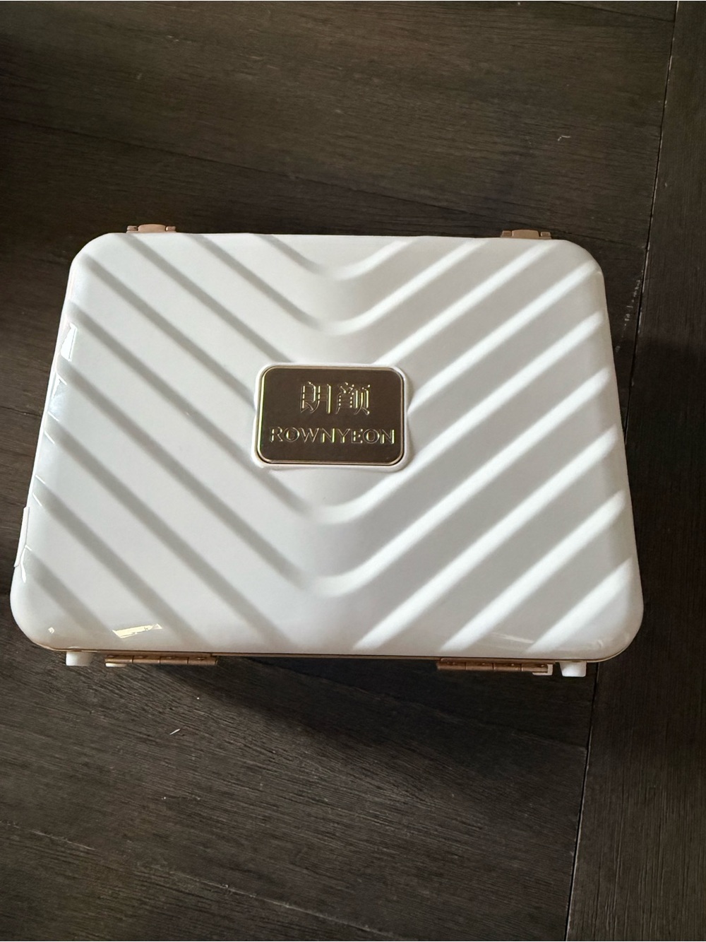 White Men's Travel Accessory Case with Gold Trim